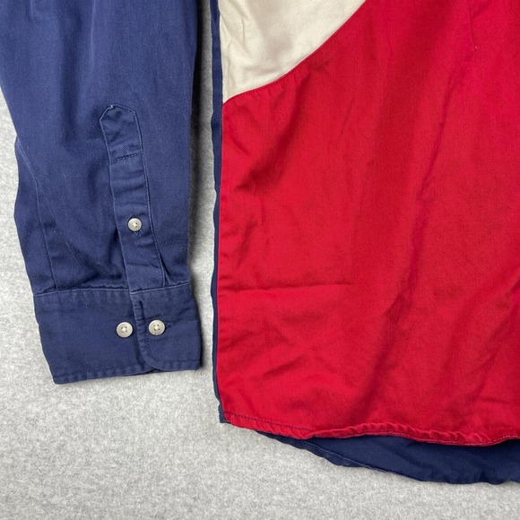 Vintage Rustler Shirt Mens Large Blue Red by Wrangler Western Button Up Rodeo - Picture 9 of 10